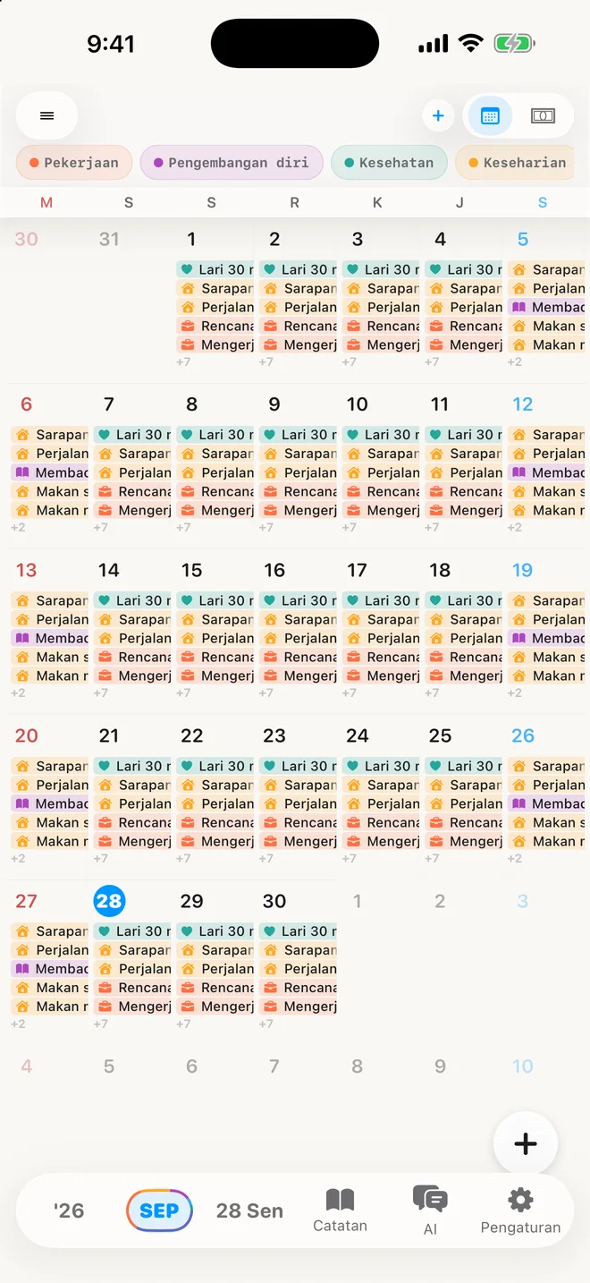 gollog — Bulan. Layar aplikasi asli dengan catatan contoh
